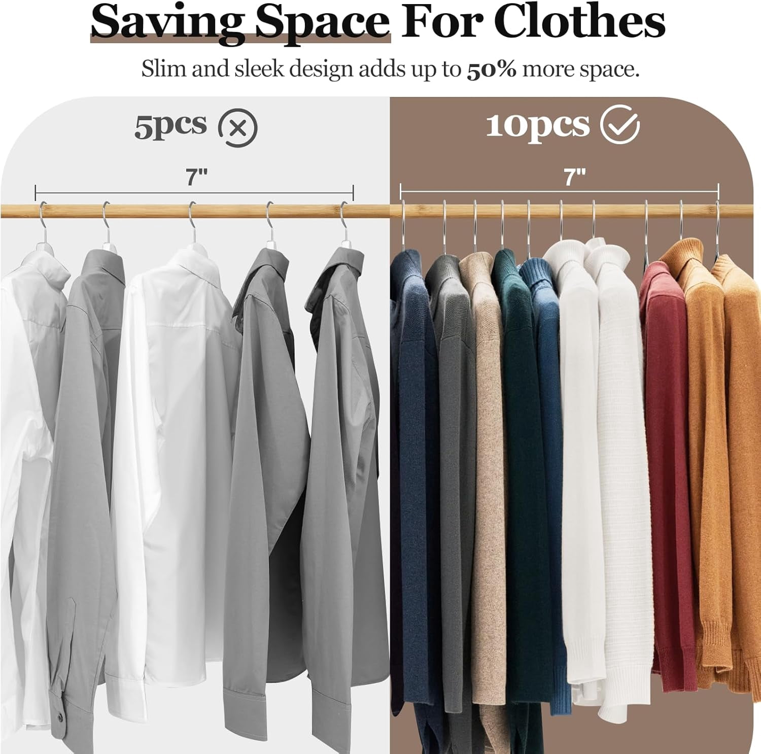 UEAKPIC Rubber Coated Metal Suit Hangers 30 Pack, Non-Slip with Notches, Space Saving Ultra Thin Design, Gray
