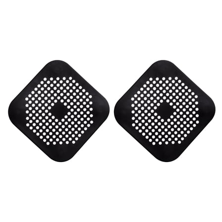 Uxcell 2packs Shower Drain Hair Catcher Square Drain Strainer for Shower, Black