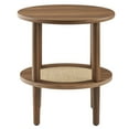 thumbnail image 2 of Modway Torus Round Wood Side Table with Lower Rattan Shelf in Walnut, 2 of 3