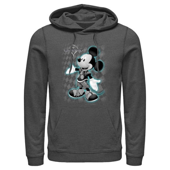 Men's Kingdom Hearts 1 King Mickey Pull Over Hoodie Charcoal Heather 2X Large