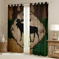thumbnail image 2 of Cabin Decor Animal Moose Window Curtains Forest Trees Decorative Curtains & Drapes Vintage Grunge Background 30%-50% Blackout Curtains Elk Moose 42x63 inch Curtains for Living Room, 2 of 6