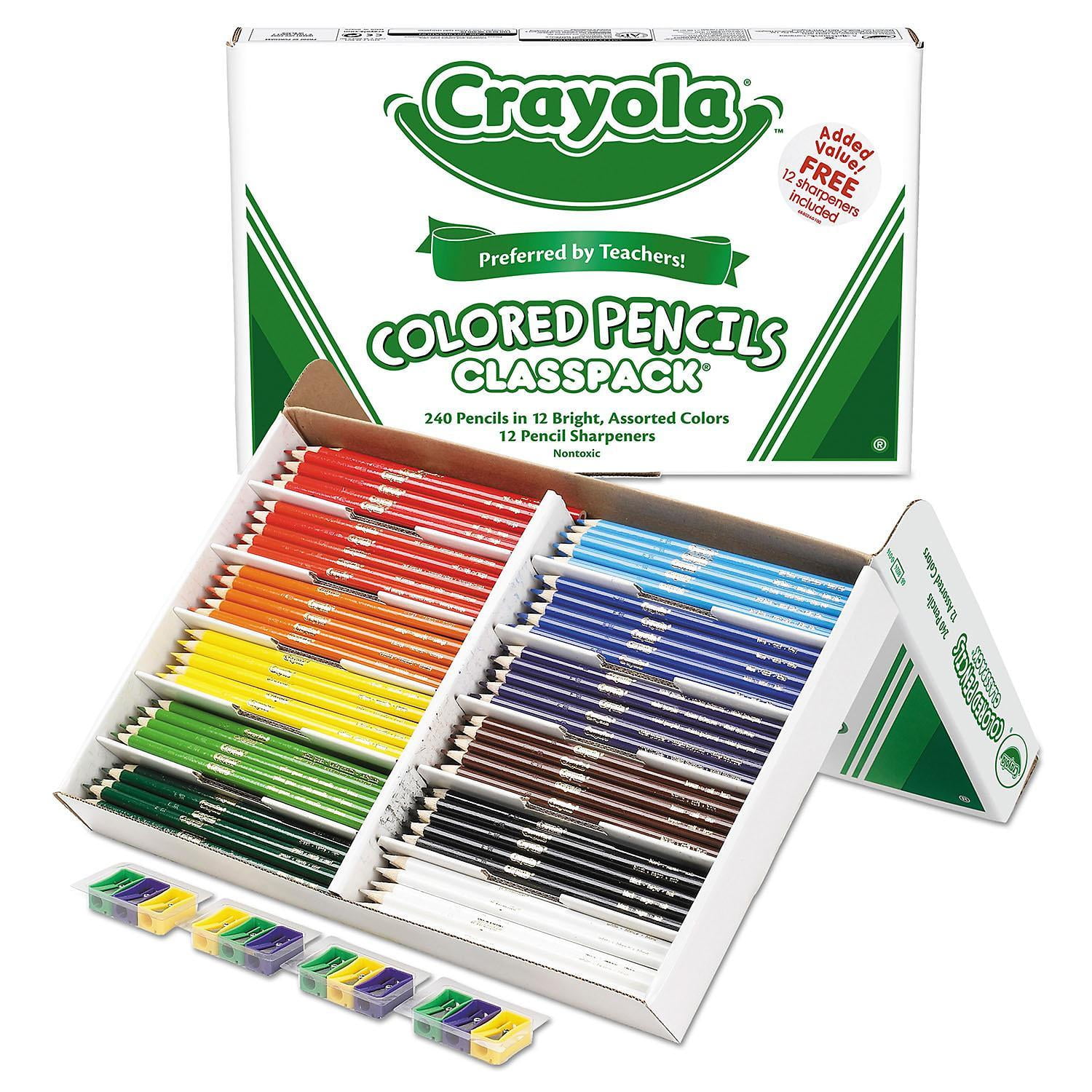 Crayola Colored Woodcase Pencil Classpack, 3.3mm, 20 EA of 12 Ast Colors +  12 Sharpeners