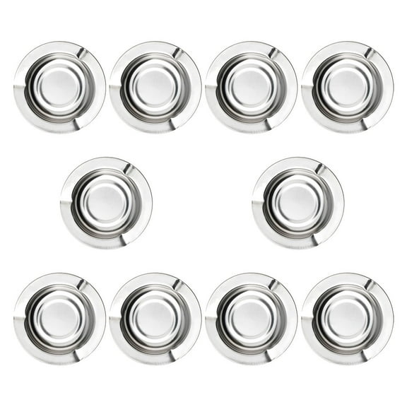 10PCS Round Stainless Steel Ashtrays Slot and Protective Lid, Metal Ash Holders for Home, Office, Patio, Bars, Cafes