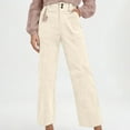 thumbnail image 3 of Dpytoraw Wide Leg Corduroy Pants For Women Casual Work Pants Straight Leg Elastic Waist Solid Color Harem Pants With Pockets Stretch Twill Straight Leg Casual Pants Beige L, 3 of 5
