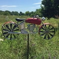 thumbnail image 2 of Americana Motorcycle Garden Spinner, Vintage Style Stake Decoration, Rustic Red With Antiqued Finish, Over 5 Ft Tall (63 Inches - 160 cm), 2 of 7