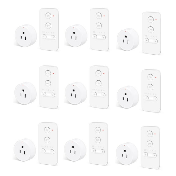 NineLeaf Remote Control Outlet, Wireless Remote Control Electrical Outlet Switch with Countdown Function For Lights, Fans, Christmas Lights, Small Appliance, 15A/1500W, Up to 500ft Range, 9Set