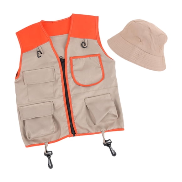 Chaleco y sombrero de explorador para niños, kit de aventura al aire libre, conjunto de chaleco y sombrero para niños de 3 a 12 años, regalo de