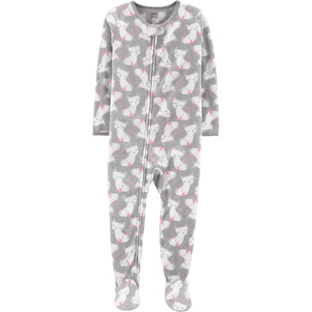 Monkey Pink Girls Pajamas - Microfleece Footed Blanket Sleeper (Baby Girls & Toddler Girls)