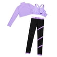 thumbnail image 3 of Alvivi Girls 3Pcs Gymnastic Workout Skating Dance Outfits Mock Neck Crop Top with Pants Set Purple 10, 3 of 5