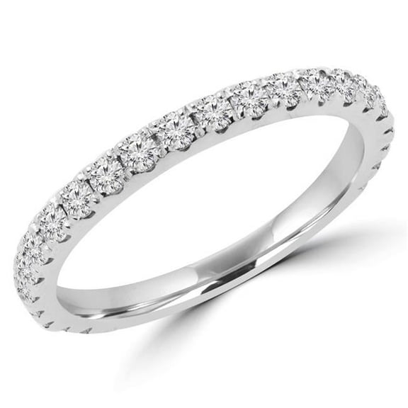 MD170434-9 0.375 CTW Round Diamond Semi-Eternity Wedding Band Ring in 14K White Gold - Size 9