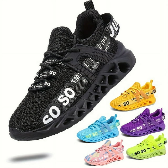 Ultra-Lightweight Comfort Fit Running Shoes - Breathable, Non-Slip, Wear-Resistant, and Color-Blocking Design for All-Season Outdoor Travel, Walking, and Sports - Fabric Upper, Rubber Sole, and Soft I