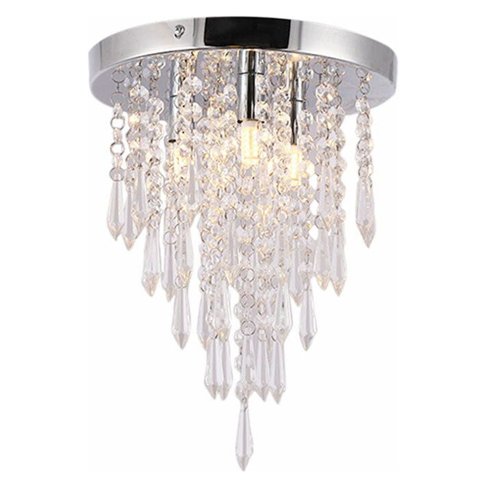 FETCOI Crystal Chandelier Fixture Mini Crystal Modern Ceiling Light Flush Mount