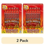 (2 pack) Red Hots Cinnamon Flavored Candy Canes, Christmas Candy, 5.3oz, 12 Count