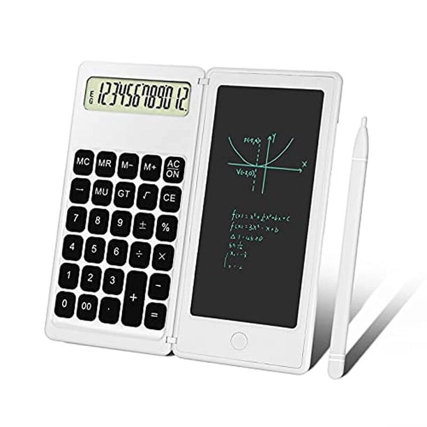 Calculadora Científica plegable de 12 dígitos, pantalla grande Digital con una tableta de escritura borrable, almohadilla de dibujo Digital, cálculo de matemáticas Fivean unisex