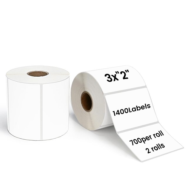 ESSENTIAL 3"x2" Direct Thermal Barcode Labels, Shipping Labels, Compatible with Arkscan & Zebra Label Printers, 700 Labels of Roll (2 Rolls, 1400 Labels)
