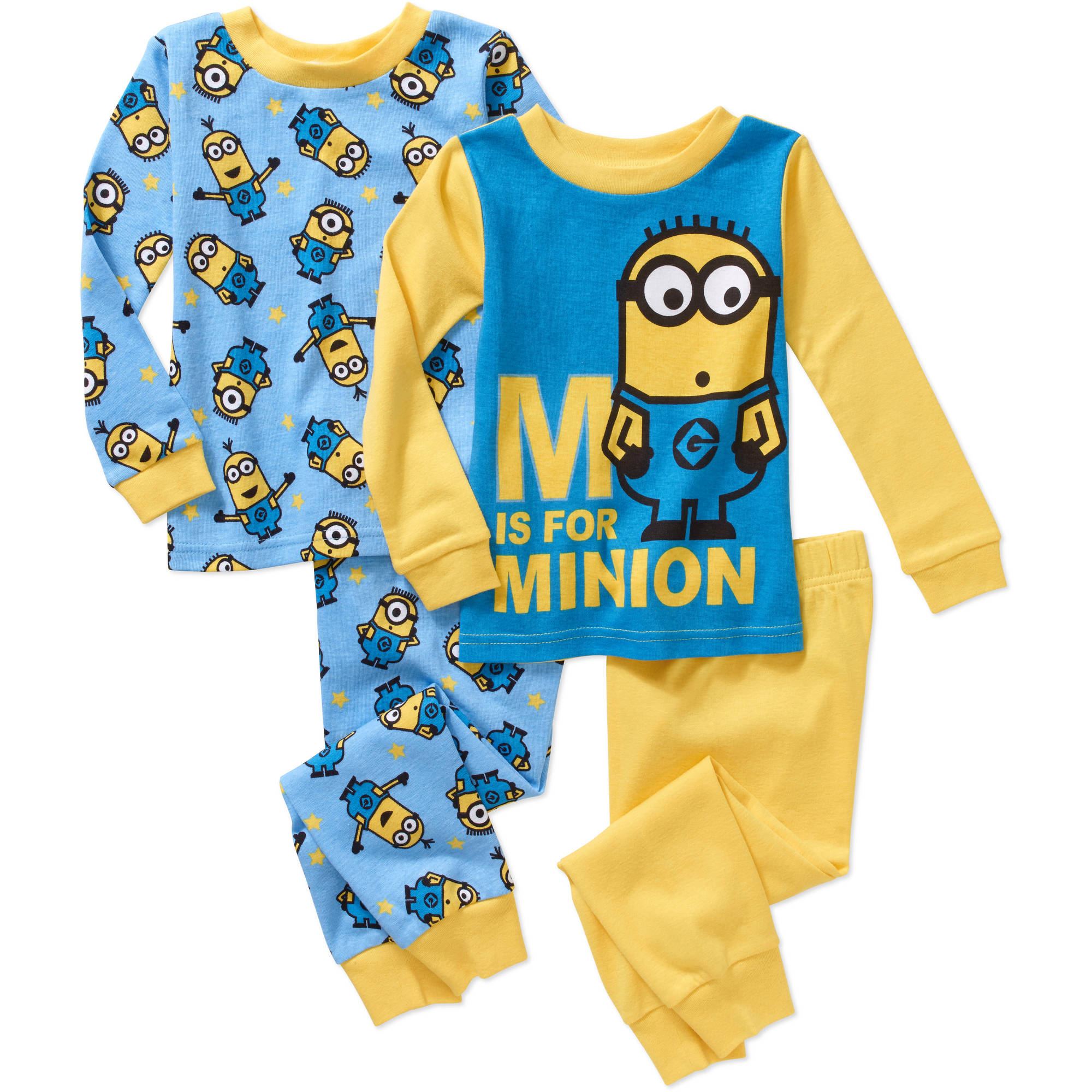Minions Baby Toddler Boy Long Sleeve Cotton Tight Fit Pajamas, 2Sets