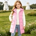 thumbnail image 5 of BLVB Boys Girls Long Hooded Puffer Vest Winter Warm Zip up Padded Coat Teen Kids Thick Jacket with Pockets(Pink,12-13 Years), 5 of 9
