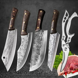 Food Clipart-butcher holding knife with meats hanging in