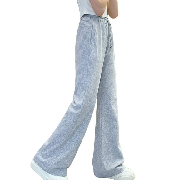 Sweatpants Tween Elastic Waist Flare Wide Leg Athletic Joggers with Pocket Girl Sweatpants 11-12 Years