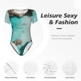 thumbnail image 4 of Salouo Turquoise Beach Kayaking for Women's Short Sleeve Bodysuit,Sexy Bodysuits One Piece Round Neck Bodysuit Shapewear Tummy Control-Large, 4 of 7