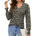 thumbnail image 3 of Fantaslook Womens Tops Dressy Blouses V Neck Puff Long Sleeve Tunic Tops Button Fall Shirts, 3 of 9