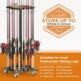 thumbnail image 3 of Fishing Rod Rack for 16 Poles - 360° Rotating Base,  Wooden Storage Stand for Garage, Fishing Equipment Organizer, 3 of 6
