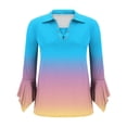 thumbnail image 7 of Clearance under 10$ Sevevn Women's Casual Printed 3/4 Sleeve Comfortable Blouse Button Decoration Lapel Fashionable Tops Deal of the Week Sky Blue XXL, 7 of 7