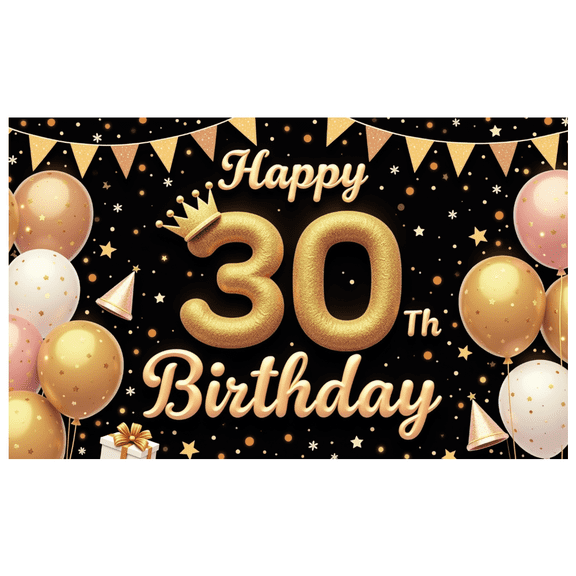 Elegant Design Happy Birthday Banner Golden Balloons Milestone Birthday Party Decoration Party Backdrop Balloon Celebration Banner for Birthday Party Event Decoration Celebration