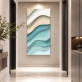 thumbnail image 3 of Canvas Wall Art, Teal Brown Ombre Framed Canvas Prints for Bedroom Dining Room, Modern Abstract Moire Art Geometric Oversized Gallery Wrapped Wall Decor for Home Office, Gifts, 20"x40" Ship Next Day, 3 of 9