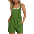 thumbnail image 2 of ClodeEU Women's Sleeveless Wide Leg Overall Shorts,Casual Loose Summer Romper Jumpsuit with Pockets Green,Women's Plus L, 2 of 8