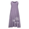 thumbnail image 4 of New Summer Dresses for Womens 2024 Plus Size Fashion Sleeveless Cotton And Linen Round Neck Printed Long Dress, 4 of 9