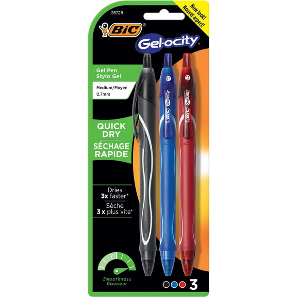 BIC Gelocity Quick Dry Retractable Gel Pen, Medium Point (0.7 mm