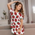 thumbnail image 3 of Fotbe Hand Drawn Strawberry Bata de Dormir para Mujer con Estampado, Camisón de Algodón de Manga Corta, Ropa de Dormir Casual, 3 of 6