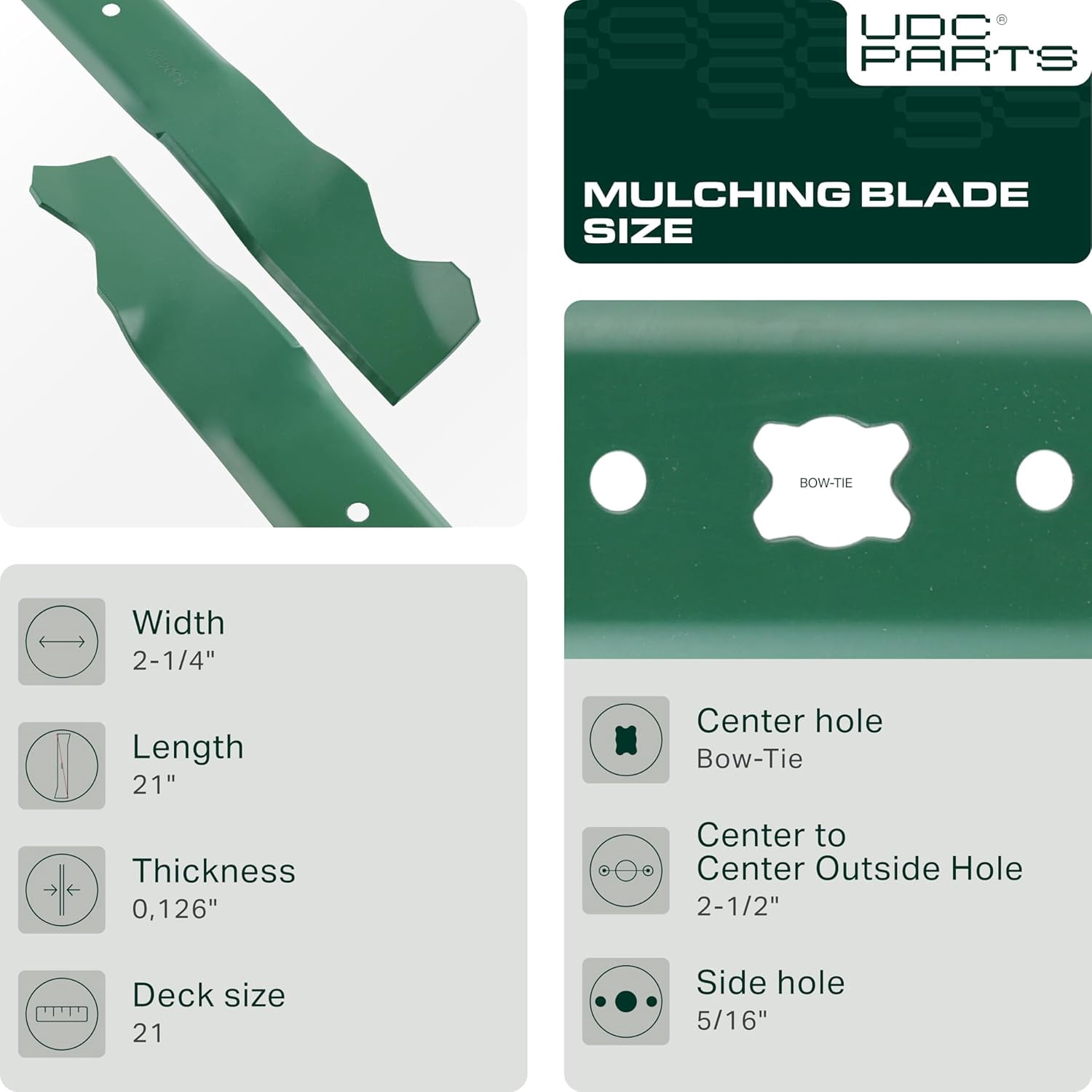 UDC Parts 942-0741A Mulching Blades for Troy Bilt Craftsman MTD Cub Cadet 21 Inch Deck, 2 Pack