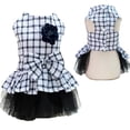 thumbnail image 4 of Pet Dress for Small Dog Girls Puppy Wedding Dress Tutu Plaid Skirt Bow Birthday Party Dog Clothes(Black) - XL, 4 of 5