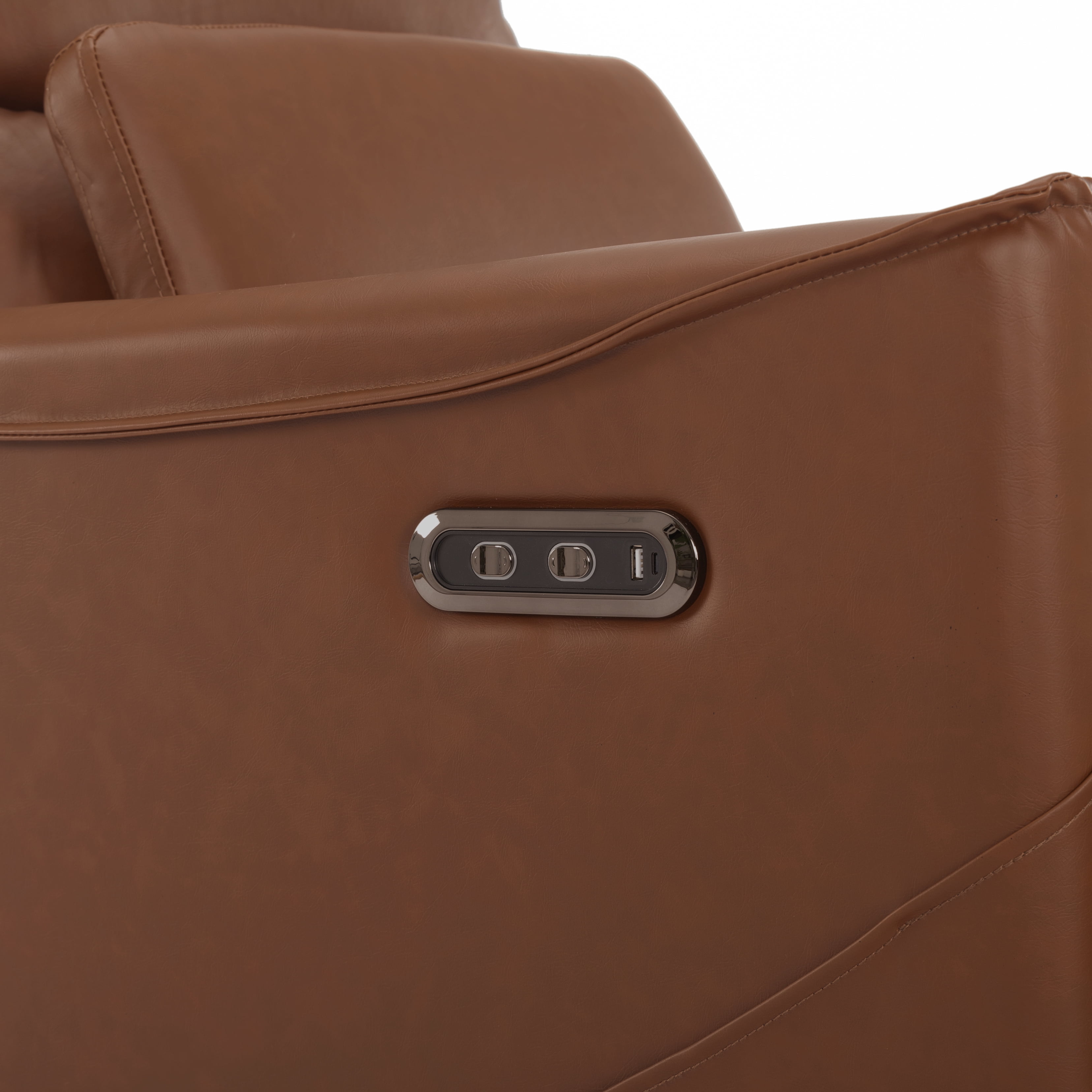 Gewnee 29.13"Power Rocking Recliner Chair,360°Swivel Recliner Chair with USB & Type-C Ports,Adjustable Reclining Positions,PU Swivel Recliner for Living Room,Office,Bedroom.Brown