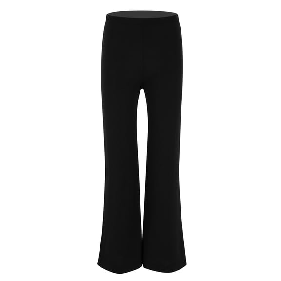 LiiYii Kids Boys Classic Solid Color Stretchy Latin Jazz Dance Bootcut Pant Trouser Dancewear Black 10