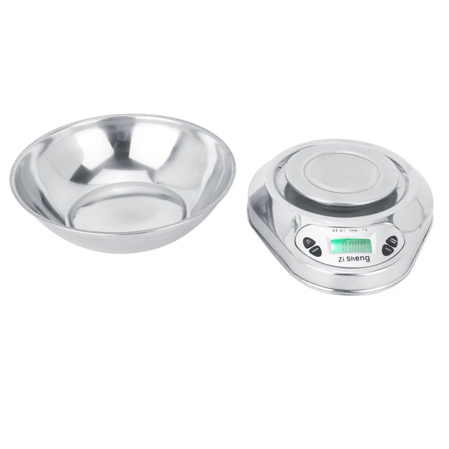 Báscula de cocina Digital electrónica portátil de 5 kg/1g báscula de pesaje de alimentos para cocinar de acero inoxidable con cuenco