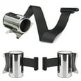 thumbnail image 3 of Lierteer 1pc Stainless Stanchion Queue Barrier Wall Mount Crowd Control Retractable Strip Black 2m, 3 of 7