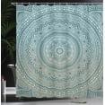 thumbnail image 3 of Ambesonne Mandala Shower Curtain, Abstract Floral Folk Design, 69"Wx70"L, Cadet Blue, 3 of 4