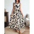 thumbnail image 6 of Women'S Summer Floral Maxi Dress Button Up Collar Tie Waist Tiered Ruffle Sleeveless Boho Dresses  L, 6 of 7