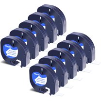 GREENCYCLE 10PK Compatible for DYMO LetraTag Refills 91331 12mm Black on White Plastic Label Maker Tape