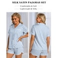 thumbnail image 4 of DAKIMOE Womens Silk Satin Pajamas Short Sleeve Loungewear Two-Piece Sleepwear Button-Down Pj Set, 4 of 6