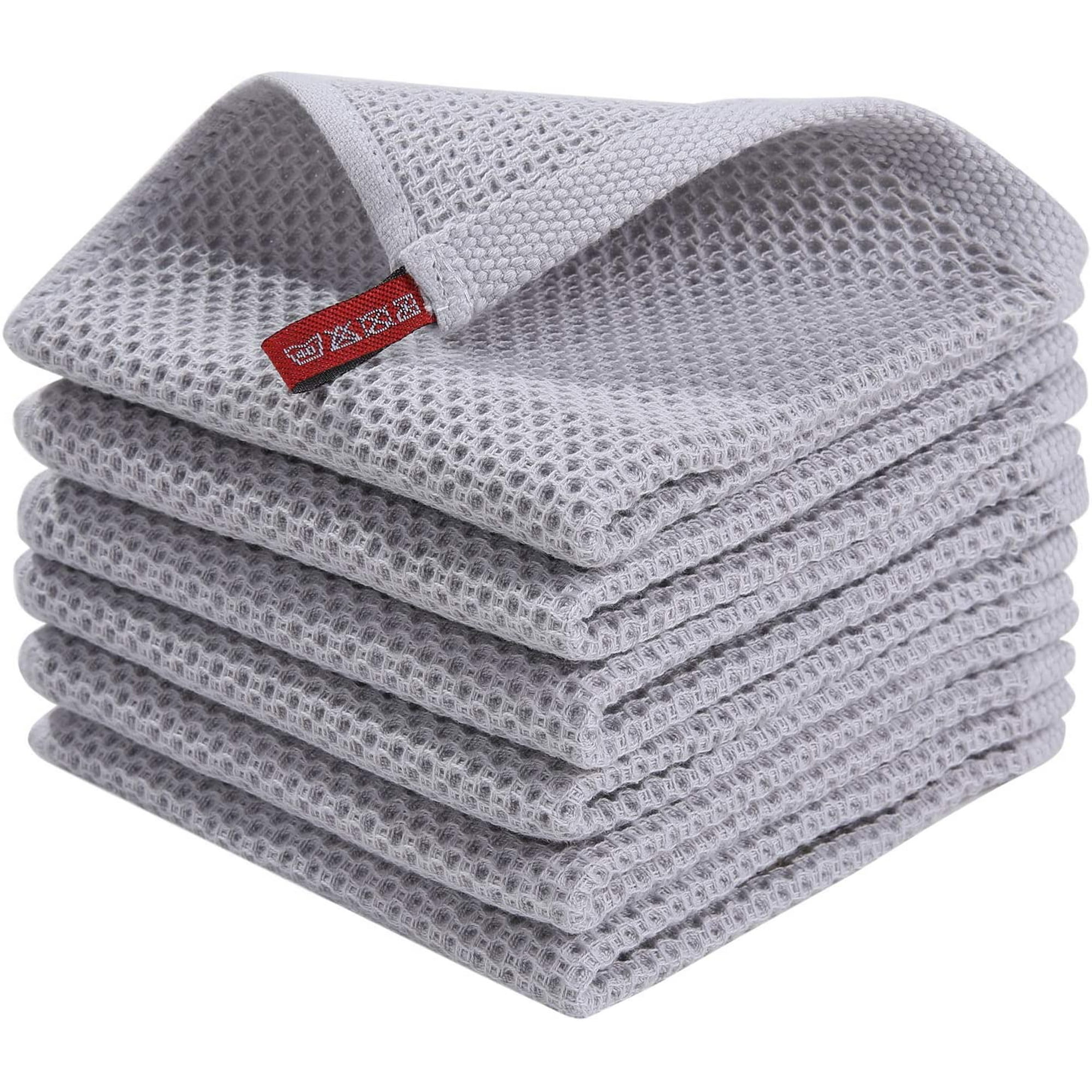 100 Cotton Waffle Weave Kitchen Dish Cloths Ultra Soft Absorbent Quick Drying Dish Towels 12x12 Inches 6 Pack Light Gray Walmart Canada