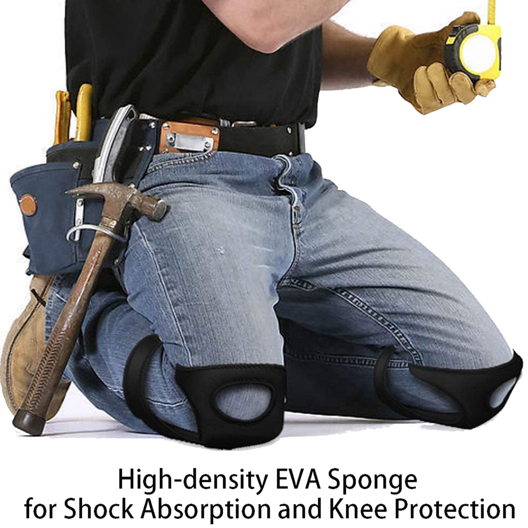 4X Gardening Knee Pads, Knee Pads for Gardening Cleaning, Adjustable Straps Knee Pads for Scrubbing Floors Work,Black
