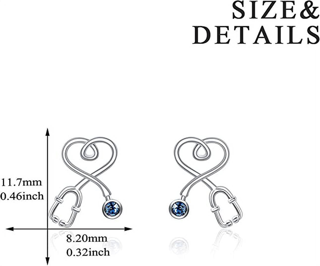 AOBOCO Christmas Gifts 925 Sterling Silver Stethoscope Earrings Simulated Birthstone Crystals,Gifts for Her Nurse Medical Student