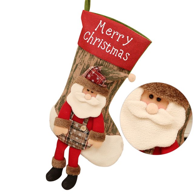 Bewildely 6 uds calcetines de Navidad de arpillera grandes calcetines de Navidad de yute bolsa de regalo de vacaciones adornos hogar chimenea decoración Kits de decoración para fiestas No.01 Bewildely HA000916-01B