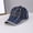 Dark blue, variant on USA Rhinestone Distressed Denim Baseball Cap, Bling Vintage Washed Visor Hat, Sparkle Crystal Casual Sun Hat, Adjustable Womens Denim Dad Hat