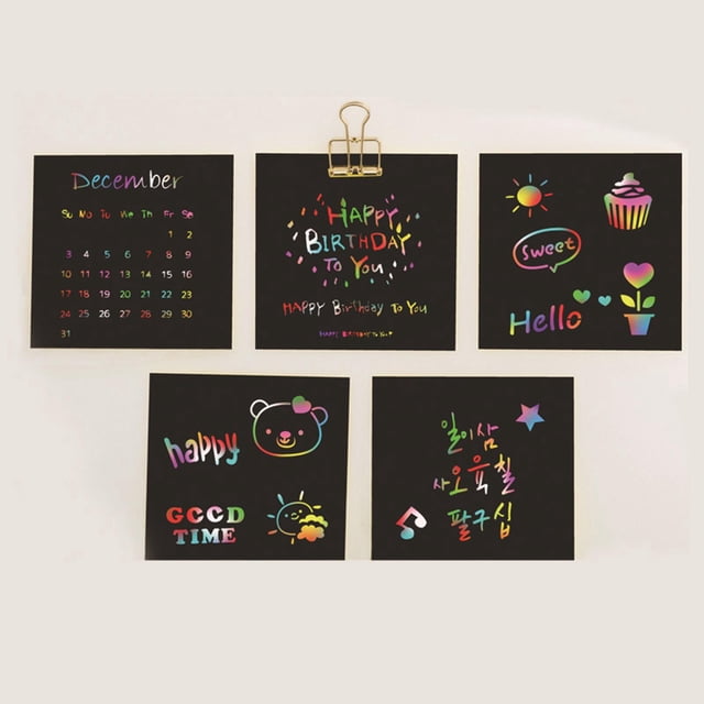100 piezas de papel rascador de colores, blocs de notas para rascar, recuerdos de fiesta, papel para rascar, cuaderno de dibujo para rascar para niñas Macarena Papel de borrador