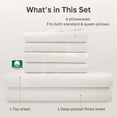 thumbnail image 5 of California Design Den Queen Sheets Set - 400 Thread Count 100% Cotton Sateen - Deep Pocket Breathable Bed Sheet Set - Ivory (Pale Tone), 5 of 9